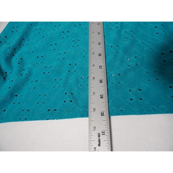 NY Collection Woman 2X Blouse Cold Shoulder Lace Cut Out Teal New Plus Vacay - Picture 11 of 12